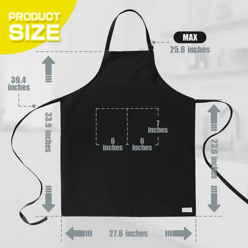 Miniatura 2 de ROTANET - Delantal extra grande para hombres, delantal ajustable con babero con 2 bolsillos, cocina, cocina para mujer, chef, resistente al agua