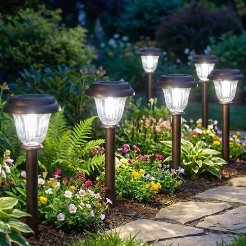 Miniatura 10 de DERAYSION Solar Lights Outdoor, 6 Pack Brushed Stainless Steel Glass Solar Pathway Lights, Auto On/Off Long-Lasting Outdoor Solar Lights for Garden