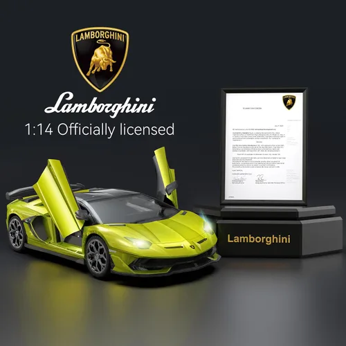 Miniatura 2 de AEROQUEST Lamborghini Auto a Control Remoto, Auto RC Lambo con Licencia Oficial 1:14 para Niños y Niñas, Regalo de Cumpleaños, Juguetes Verdes