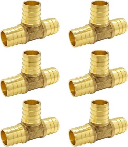 Miniatura 7 de Hooshing 5 unids 1/2 pulgada Tee PEX montaje Soild latón Barb Crimp accesorios para manguera de tubo PEX