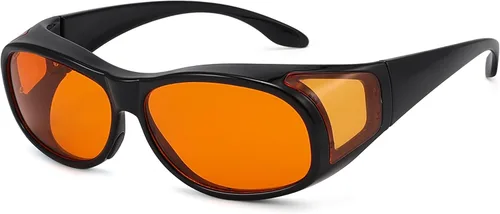 Eyekepper Reducción de Luz Azul al 100%, Gafas de Computadora de Bloqueo Anti-Azul Fitover con Lente Extra Ámbar 1804-negro-100% bloqueo de luz azul