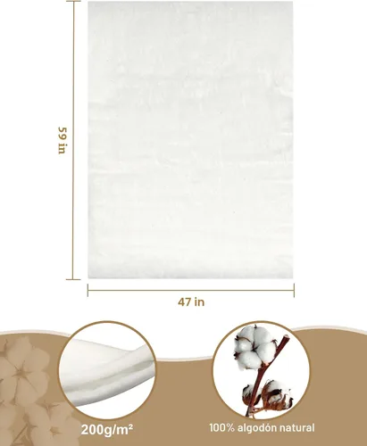 Miniatura 2 de PLANTIONAL Bateo de algodón natural para colchas: 47 pulgadas x 59 pulgadas peso ligero puramente natural para todas las estaciones edredón de bateo