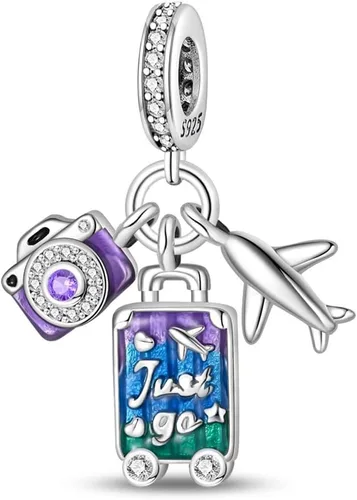 Miniatura 9 de Pulsera y collar de plata de ley 925 con dije de corazón, mariposa, loto, avión, viaje, lindo gato, cuentas, regalo para mujer