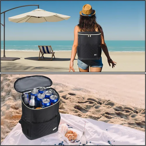 Miniatura 6 de Mochila Enfriadora Wolka 30 Latas, Mochilas Enfriadoras Portátiles Aisladas a Prueba de Fugas, Bolsa Enfriadora Impermeable de Lado Suave