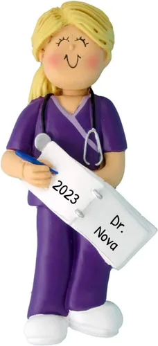 Adornos médicos rubios para árbol de Navidad 2025, adorno de médico asistente médico, adorno de asistente médico, abrigo blanco para enfermeras,