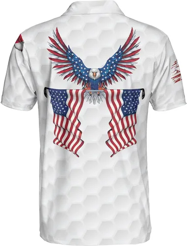 Miniatura 2 de PAGYMO Camisas de golf para hombre, divertidas camisas de golf para hombres, camisas polo hawaianas para hombres, camisa patriótica con estampado