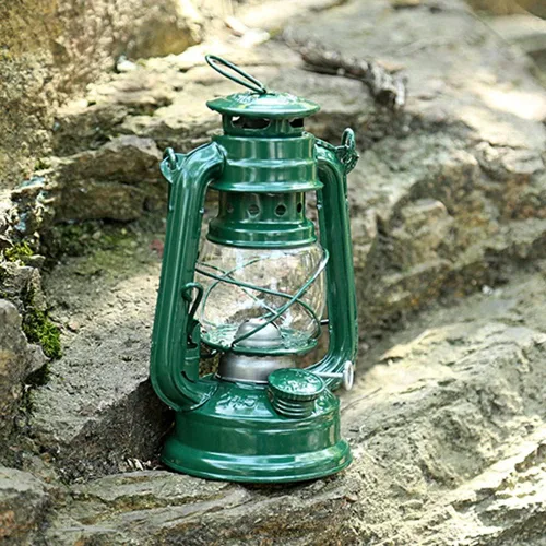 Miniatura 3 de Ochine Linterna vintage de queroseno de metal - Lámpara colgante retro para exteriores, camping y uso de emergencia