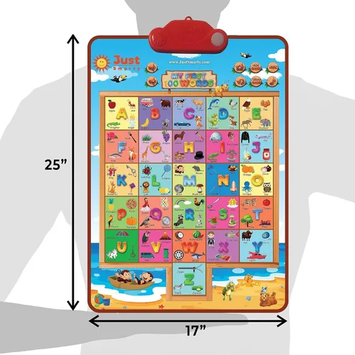 Miniatura 6 de Just Smarty Juguetes de aprendizaje interactivos de las primeras 100 palabras para niños de 2 años Póster educativo de palabras del alfabeto