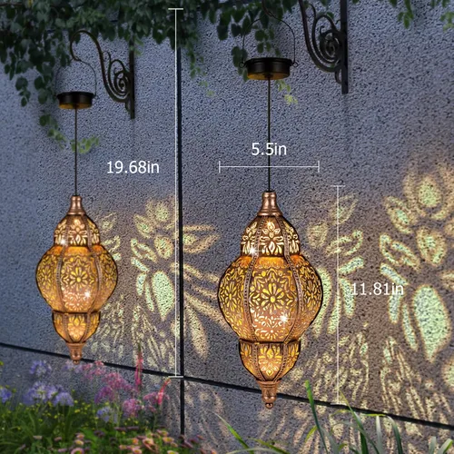 Miniatura 8 de Faroles solares impermeables para exteriores, farol solar colgante para decoración de jardín, luces decorativas de jardín para patio, césped