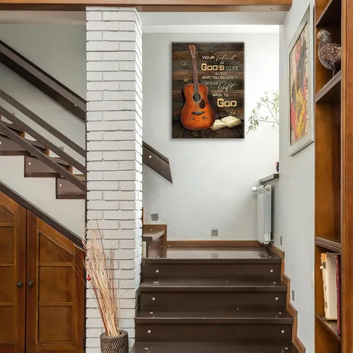 Miniatura 4 de Lienzo de guitarra para pared, diseño vintage y musical, cuadros cristianos para cocina, dormitorio, baño, oficina, retro, impresión musical