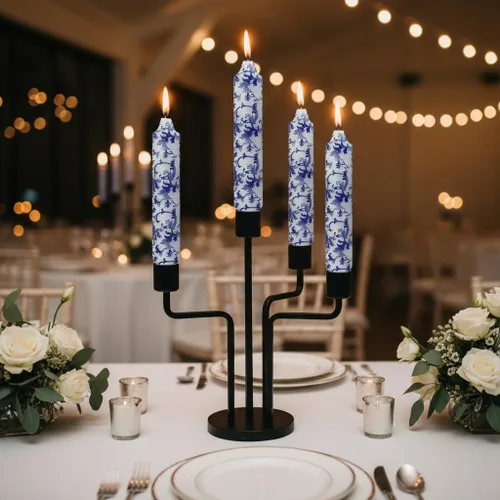 Miniatura 17 de Candelabros cortos de 5 pulgadas con velas cónicas verde oscuro, 4 piezas para cena, hogar, boda, fiesta, decoración