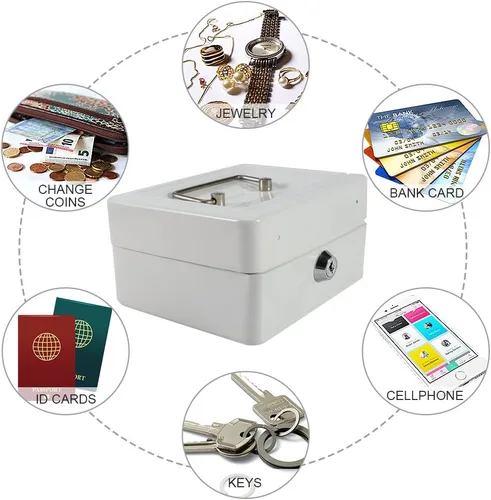 Miniatura 2 de Shanrya Caja de seguridad segura, mini caja de seguridad portátil con cerradura para el hogar, oficina, joyería, uso en efectivo, almacenamiento