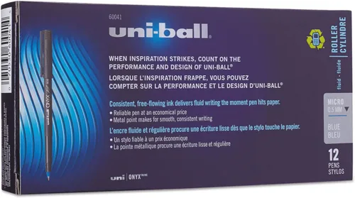 Miniatura 5 de uni-ball 60041 Onyx Roller Ball Stick Lápiz a base de tinte Tinta Azul Micro Docena