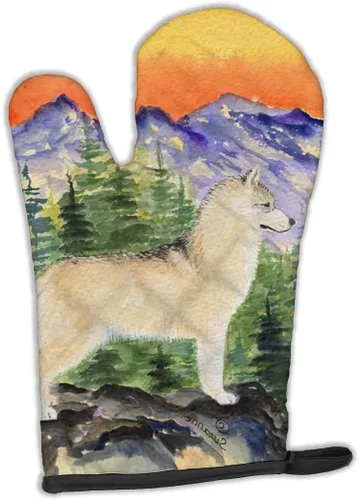 Caroline's Treasures SS8285OVMT - Manopla de horno de Husky siberiano, resistente al calor, grueso para sartenes calientes y horno, manopla de