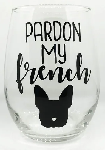 Miniatura 3 de Pardon My French - Regalo para los amantes del bulldog francés Frenchie Bull Dog - Copa de vino sin tallo prémium de 21 onzas