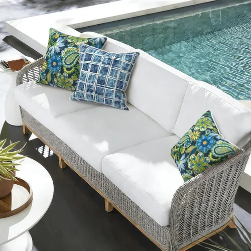 Miniatura 548 de Juego de 2 almohadas para exteriores de 16 x 16 pulgadas, repelentes al agua con interiores, para muebles de patio, hogar, jardín, geometría bohemia
