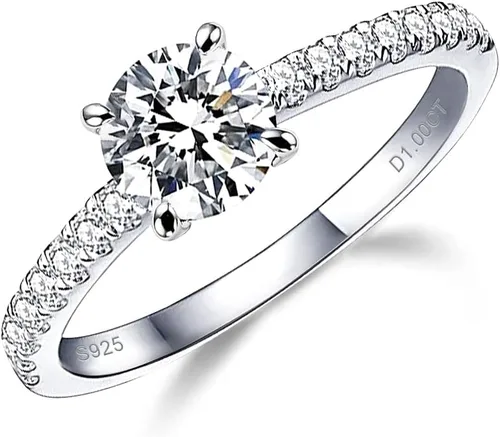YosikCaes Anillos de compromiso de moissanita de 11.52 CT para mujer, corte redondo, color D, claridad VVS1, diamante creado en laboratorio y plata