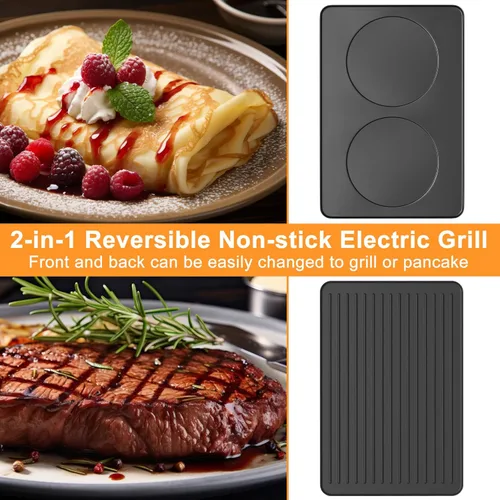 Miniatura 3 de Parrilla de Mesa Raclette, Parrilla Interior para Barbacoa Coreana Eléctrica Plancha Eléctrica 2 en 1 Antiadherente con 8 Bandejas para Queso