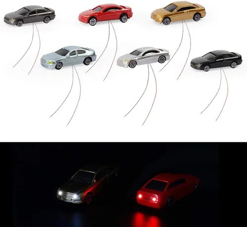 Miniatura 6 de Evemodel EC150 12pcs 1:150 N Escala Modelo Iluminado Coches (Color Aleatorio) con 12V LED para Diseño de Edificios Nuevo