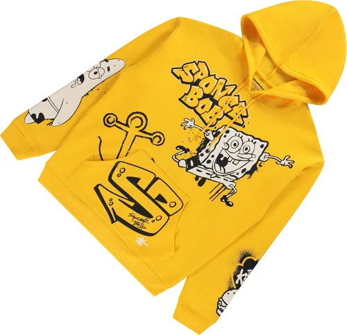 Miniatura 6 de Nickelodeon Sudadera clásica con capucha de Bob Esponja para hombre, diseño de Bob Esponja, Patrick & Krusty Krab