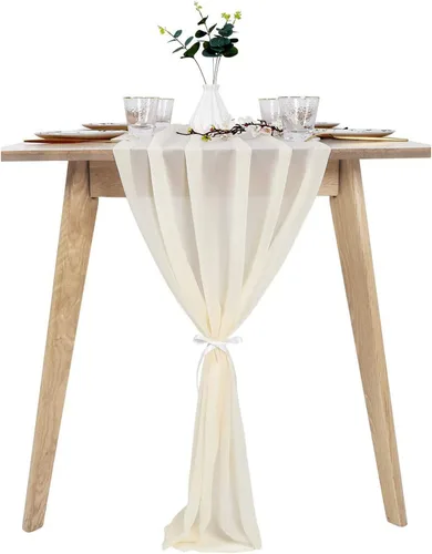 Miniatura 11 de Camino de mesa de gasa de 10 pies, 27 x 120 pulgadas, romántica tela transparente para decoraciones de boda, baby shower, fiesta de cumpleaños