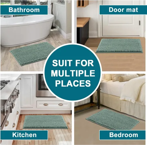 Miniatura 7 de Turquoize Alfombras de baño de felpilla antideslizante para baño, 17 x 24 pulgadas, extra suaves y absorbentes, lavables a máquina, perfectas