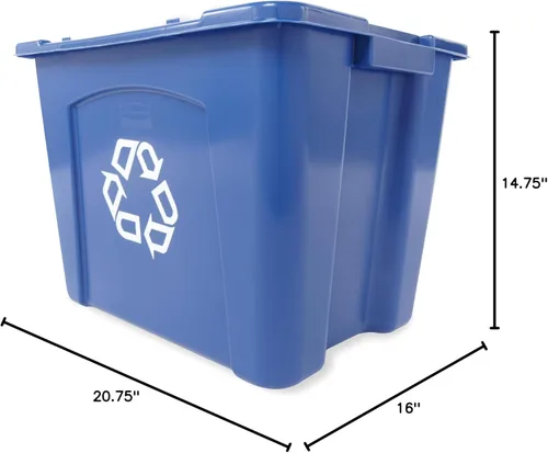 Miniatura 6 de Rubbermaid Commercial Products, cubo/caja de reciclaje apilable, 14 galones, azul, para interiores/exteriores/garajes/hogares/instalaciones