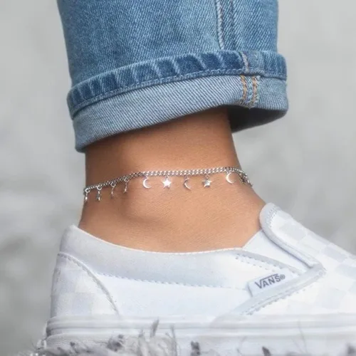 Miniatura 6 de Tobillera de oro para mujer, chapada en oro de 18 quilates, cadena de la suerte con estrella de la suerte para mujer, tobillera impermeable