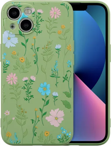 Miniatura 92 de RALEAVO Funda Floral para iPhone 12, Cubierta de Silicona Líquida con Bonito Patrón de Rama de Flores para Niñas y Mujeres, Funda Protectora de Goma