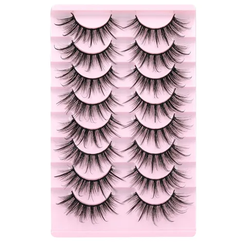 Miniatura 5 de Pestañas Postizas Esponjosas de Visón Sintético Pestañas Wispy de Hada Ojo de Gato Pestañas Puntiagudas en Tira Extensión Volumen Natural Pestañas