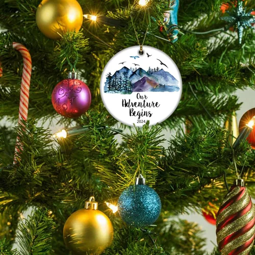 Miniatura 2 de Adorno de árbol de Navidad Our Adventure Begins, regalo para parejas de recién casados, adorno de Navidad para casados, regalos de boda