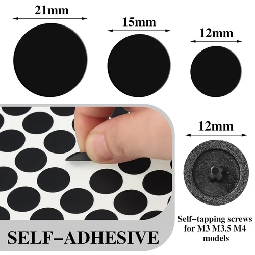 Miniatura 2 de Eersida 100 piezas de tapas para tornillos plásticos autorroscantes y 580 piezas de pegatinas autoadhesivas para cubrir agujeros de tornillos