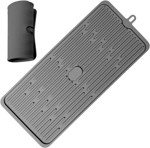 Miniatura 10 de Tapete grande para secar platos, alfombrillas de silicona de múltiples usos para múltiples usos, tapete de secado para encimera de cocina, 12 x 16