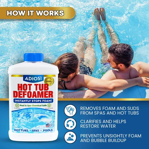 Miniatura 2 de Adios! Antiespumante para bañera de hidromasaje y antiespuma para spa y piscinas, fórmula de silicona rápida y segura, 32 onzas (cuarto de galón)