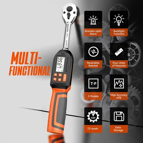 Miniatura 8 de Llave dinamométrica digital SUZUME de 3/8 de pulgada (4.9-99.6 pies-libra / 6.6-135 N·m) ±2% Llave dinamométrica digital de alta precisión