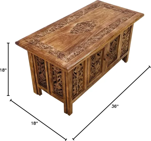 Miniatura 3 de Lightnpro - Mesa de centro de madera hecha a mano – Mesa central rectangular plegable premontada para sala de estar con revistas y almacenamiento