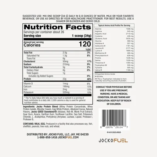 Miniatura 3 de Jocko Fuel Mölk - Proteína de suero en polvo, 22g de proteína, mezcla de fruta del monje baja en azúcar, recuperación y crecimiento muscular