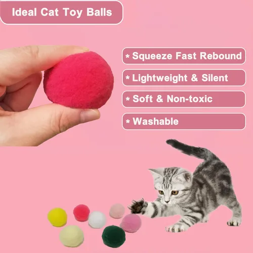Miniatura 4 de Pelotas de pompón de juguete para gatos, bolas de felpa suave para juego interactivo y entrenamiento de mascotas, juguetes ligeros de poliéster