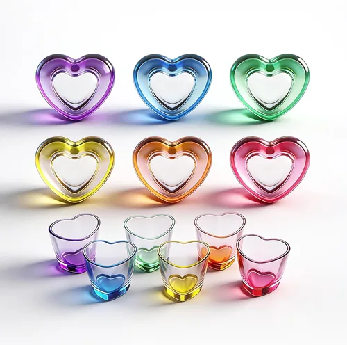 Juego de 6 vasos de chupito en forma de corazón de 1.5 onzas/Soju/Rainbow/Espresso/Cute/Tequila B14-Multicolor