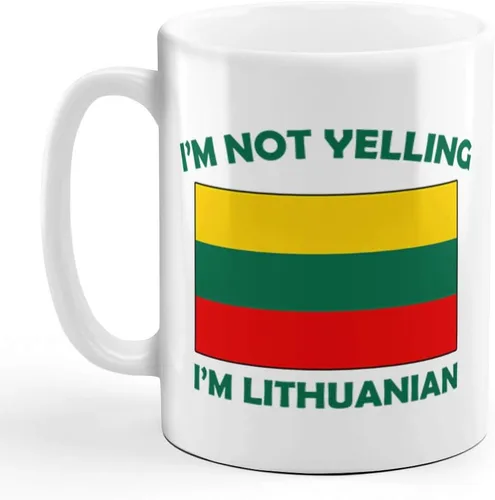 Taza de té de café con texto en inglés "I M Not Yelling I Am Lituanian Lituanians Lituanians Coffee Tea Cup Holiday Christmas Hanukkah Gift for Men