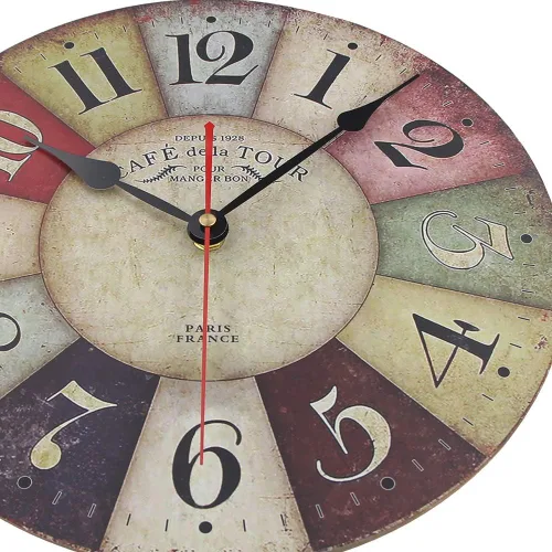 Miniatura 2 de Timelike Reloj de pared de madera de MDF, estilo retro, estilo retro, estilo rústico, estilo retro, reloj de pared de cuarzo (12 pulgadas, colorido)