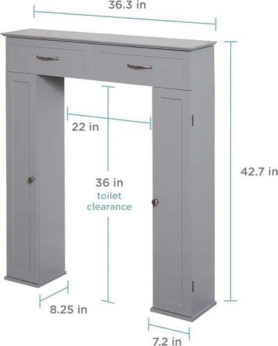 Miniatura 3 de Zenna Home Gabinete de almacenamiento sobre el inodoro, organizador de armario de almacenamiento sobre el inodoro, organizador de baño con 2 puertas