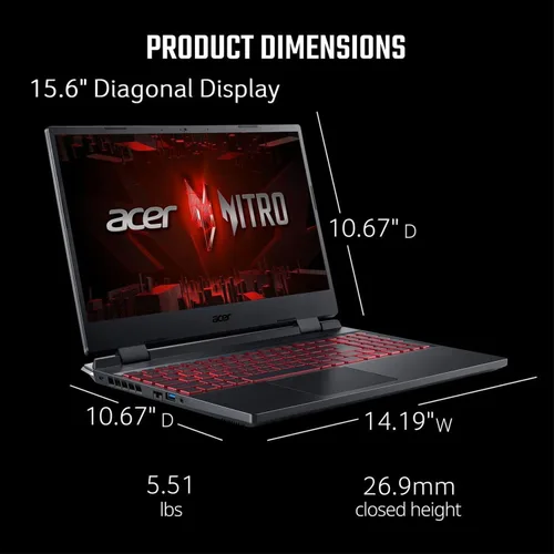 Miniatura 8 de Acer Nitro 5 - Laptop para juegos, pantalla FHD IPS de 15.6 pulgadas de 144 Hz, Intel 12 núcleos i5-12500H de 12ª generación, GeForce RTX 3050, 64