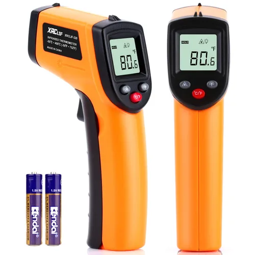 Miniatura 7 de Termómetro infrarrojo láser digital sin contacto, -58℉~ 752℉ (-58.0 °F ~ 752.0 °F) Pistola de temperatura IR de mano con emisividad ajustable