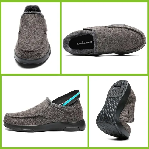 Miniatura 2 de OrthoComfoot Mens Slippers with Arch Support,Plantar Fasciitis Orthopedic House ShoesSlip On Moccasin Slippers for Indoor Outdoor