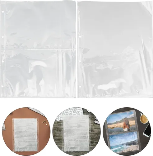 Miniatura 9 de MAGICLULU Fundas para carpeta, 50 páginas para álbumes de fotos autoadhesivas, de plástico, insertadas, bolsillos para postales, álbumes de hojas