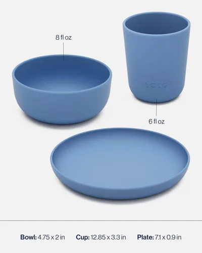 Miniatura 4 de Lalo Big Bites - Juego completo de vajilla para niños, apto para lavavajillas, sin BPA, juego de vajilla para niños, incluye cuenco apilable, plato