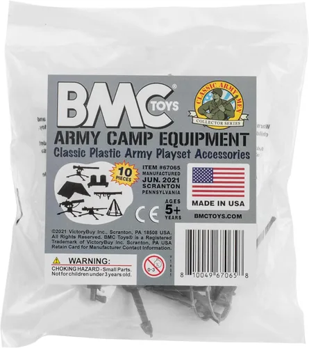 Miniatura 4 de BMC Classic - Juego de accesorios de plástico para hombre, 10 unidades de campamento militar, fabricado en EE. UU Gris