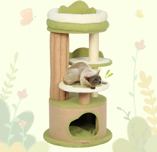 Miniatura 4 de Árbol para gatos de 42.5 pulgadas de alto, torre de poste rascador para gatos, muebles modernos para gatos para espacios pequeños, perfecto para tu