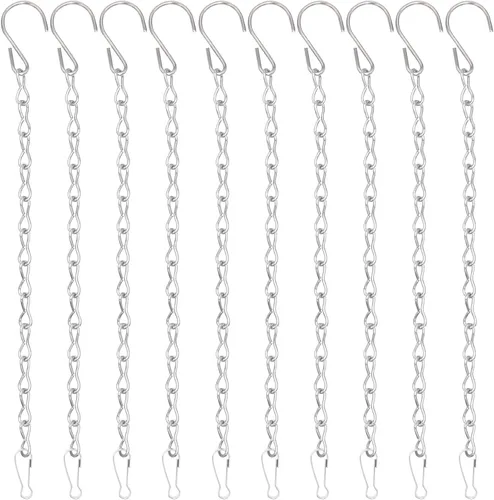 Miniatura 8 de YINGFENG - Set de 236 pulgadas de cadenas colgantes de metal negro y ganchos para cestas, para comederos de aves, bebederos de pájaros, macetas